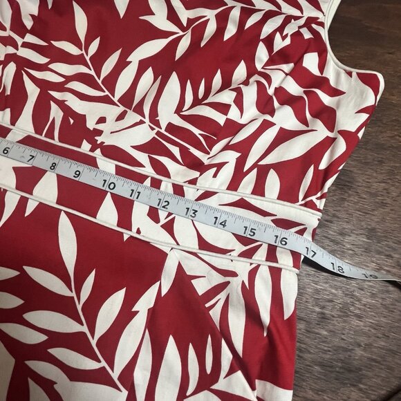 Tahari Tropical Sheath Dress Size 12 Hawaiian Resort Leaf Print Pockets Lined - Picture 12 of 14